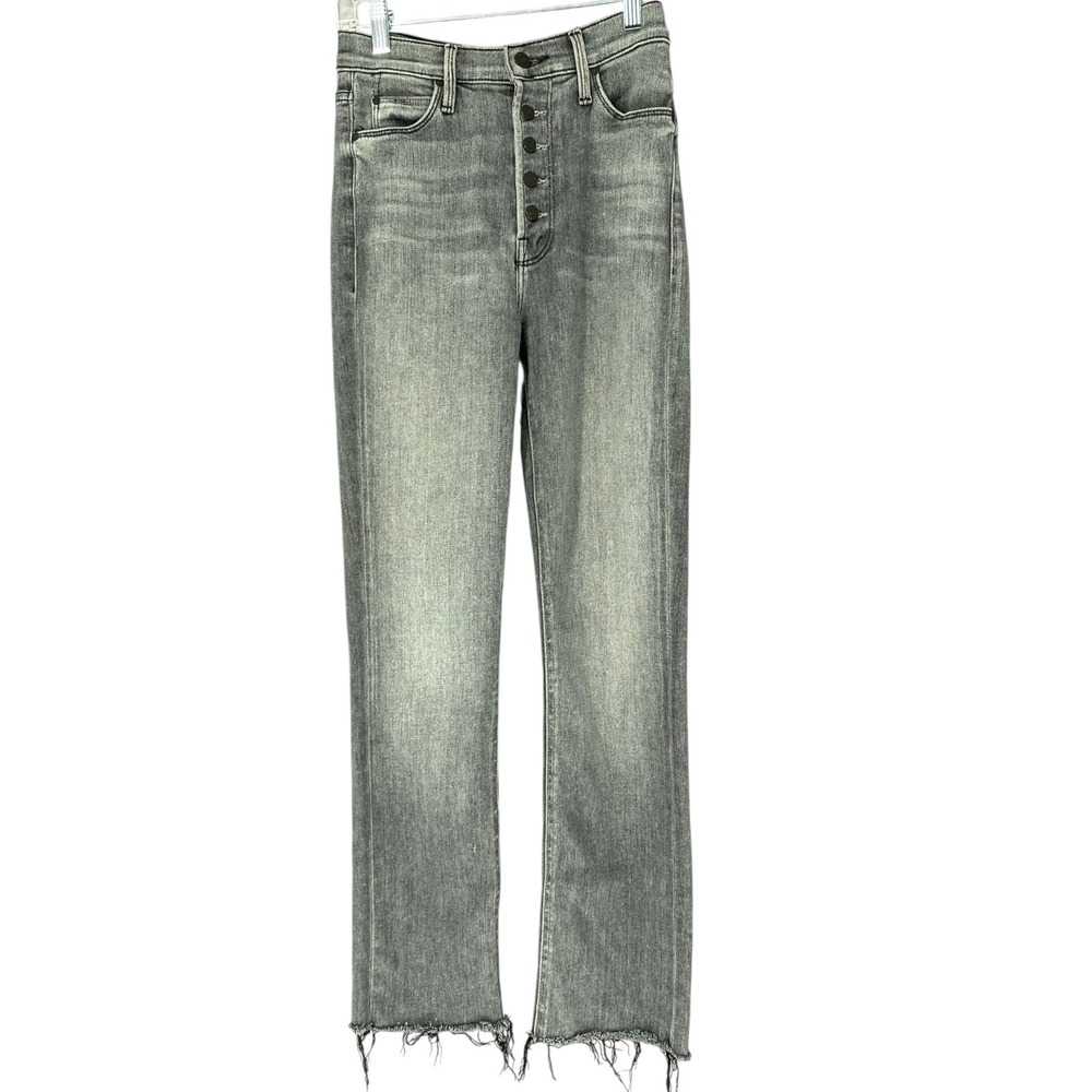 Mother The Pixie Dazzler Ankle Fray Digging Up‎ Dirt Grey High Rise Jeans 25 - Picture 2 of 14